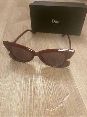 Christian Dior Burgundy Cat Eye Sunglasses